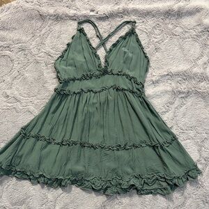 Elegant Green Ruffled Dress